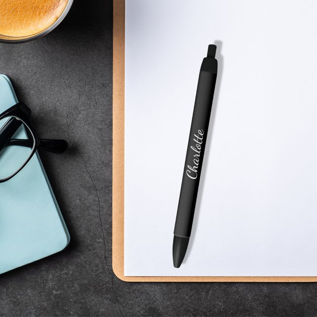 Schwarzes Namensschild elegant Kugelschreiber (Von Creator hochgeladen)