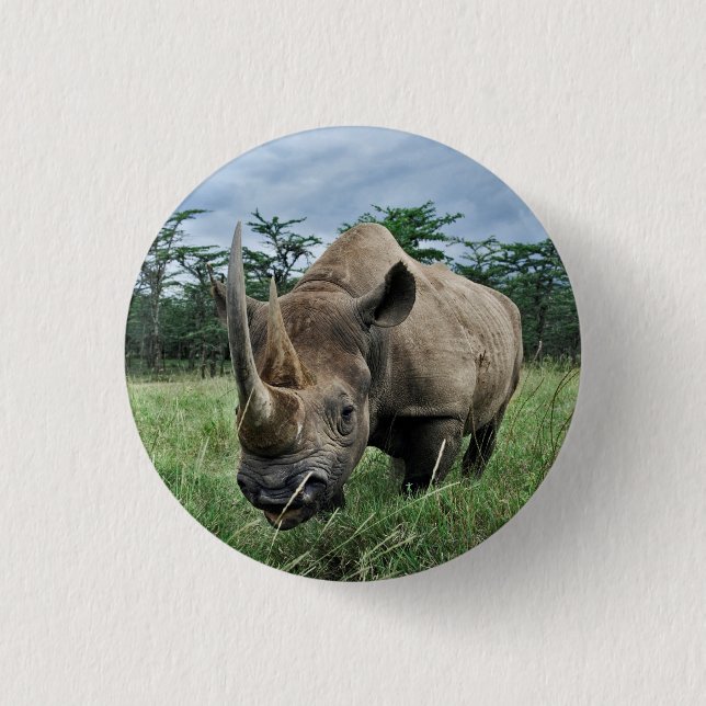 Schwarzes Nashorn | Kenia Button (Vorderseite)