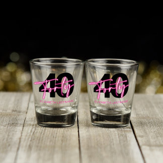 Schwarzes Neon-Pink Vierzig 40. Geburtstag Schnaps Schnapsglas