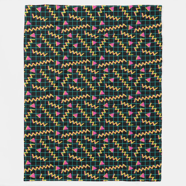 Schwarzes/Neonmuster der 80er Jahre Fleecedecke (Vorderseite)