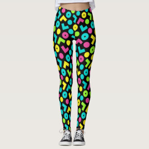 Schwarzes/Neonmuster der 80er Jahre Leggings