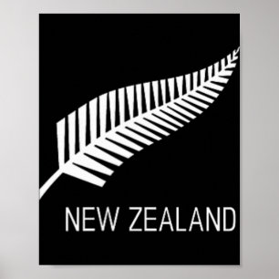 Schwarzes Neuseeland-Farn-Hemd Herren Schwarz Stol Poster