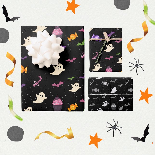 Schwarzes Niedliches farbiges magisches Halloween Geschenkpapier Set (Von Creator hochgeladen)