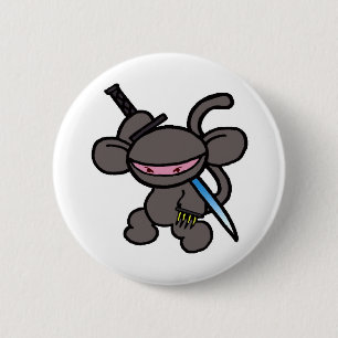 Schwarzes Ninja Greifer-Keine Wörter Button