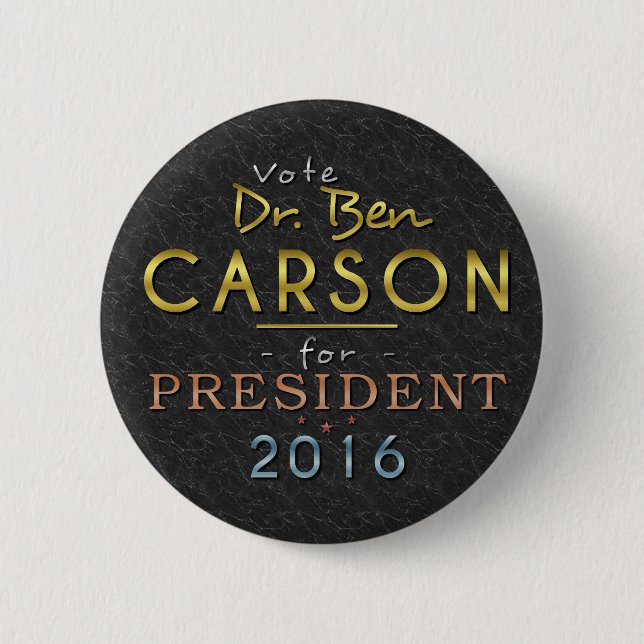 Schwarzes nobles Ben-Carson Präsidenten-2016 Gold Button (Vorderseite)