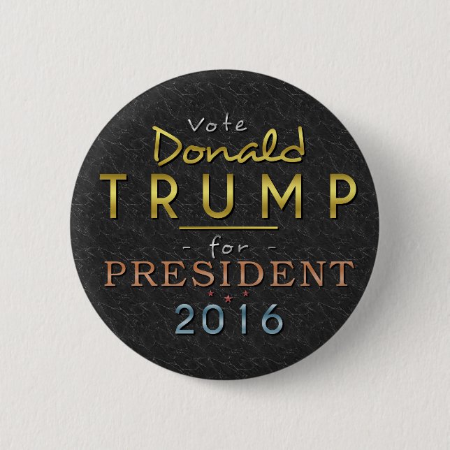 Schwarzes nobles Donald- Trumppräsidenten-2016 Button (Vorderseite)