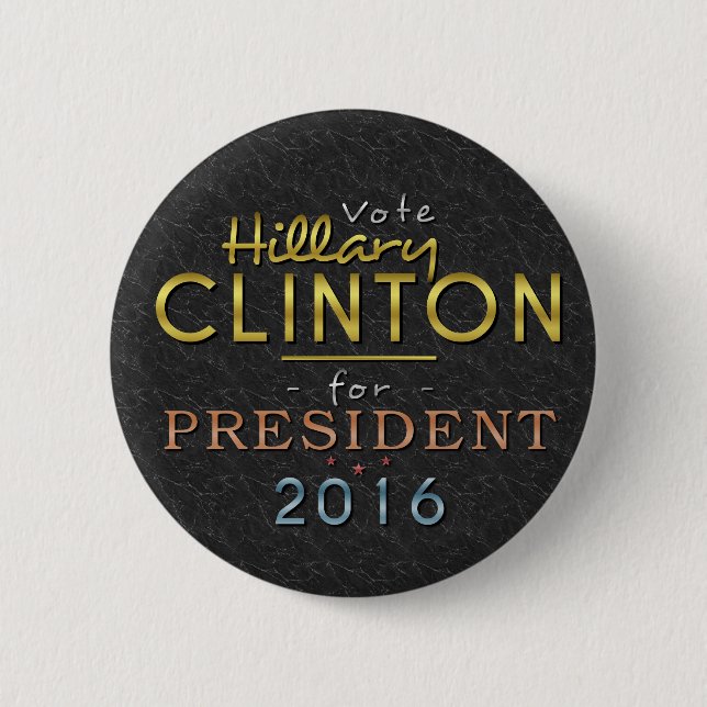 Schwarzes nobles Hillary Clinton-Präsidenten-2016 Button (Vorderseite)