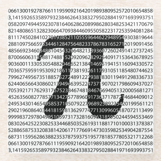 Schwarzes Number pi day mathematical symbol Glasuntersetzer (Vorderseite)