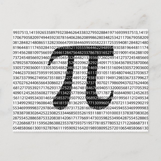 Schwarzes Number pi day mathematical symbol Postkarte (Vorderseite)