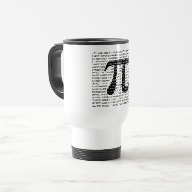 Schwarzes Number pi day mathematical symbol Reisebecher (Vorderseite Links)
