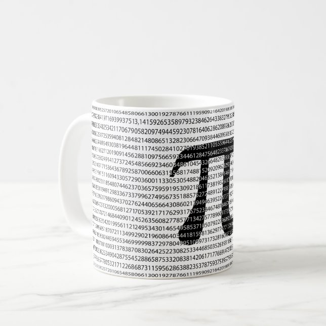 Schwarzes Number pi day mathematical symbol Tasse (Vorderseite Links)