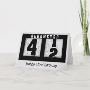 Schwarzes Odometer für den 42. Geburtstag Karte
