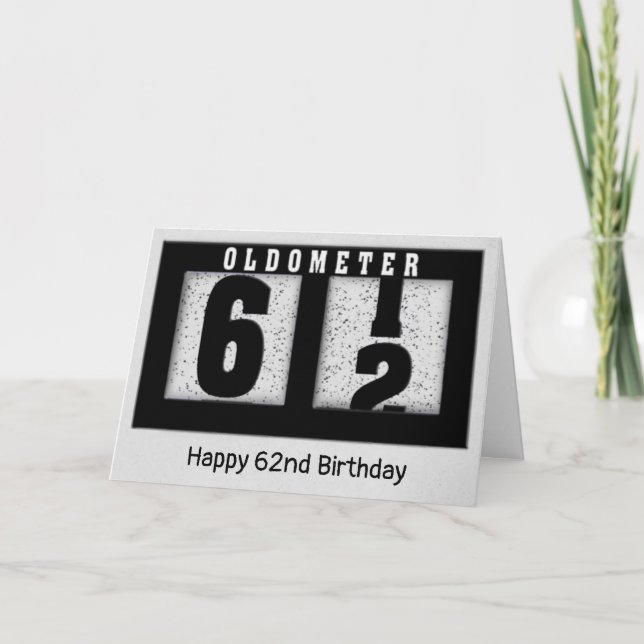 Schwarzes Odometer für den 62. Geburtstag Karte (Vorderseite)