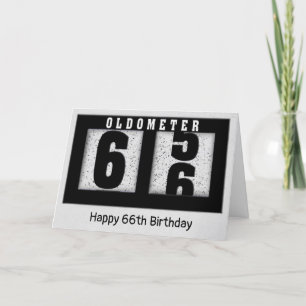 Schwarzes Odometer für den 66. Geburtstag Karte