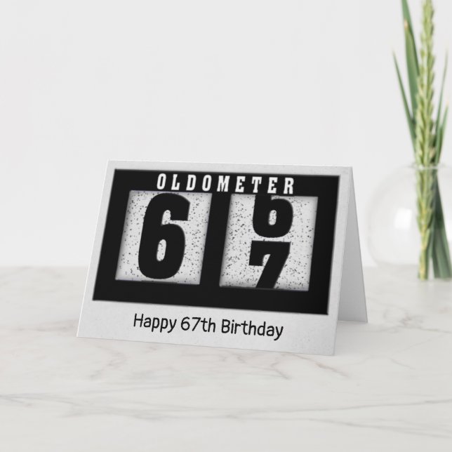 Schwarzes Odometer für den 67. Geburtstag Karte (Vorderseite)