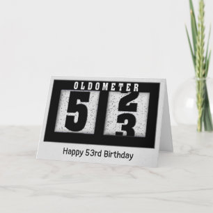 Schwarzes Odometer zum 53. Geburtstag Karte