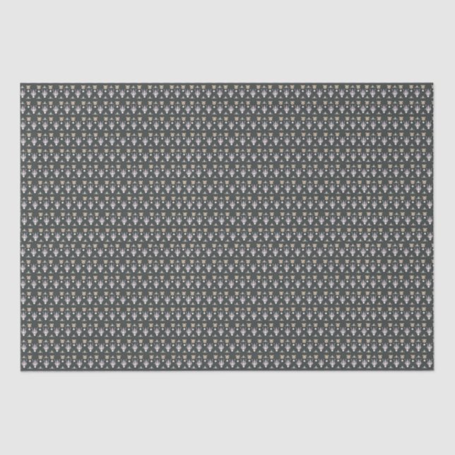 Schwarzes Olive Elegante Ditsy Floral Seidenpapier (Vorderseite)