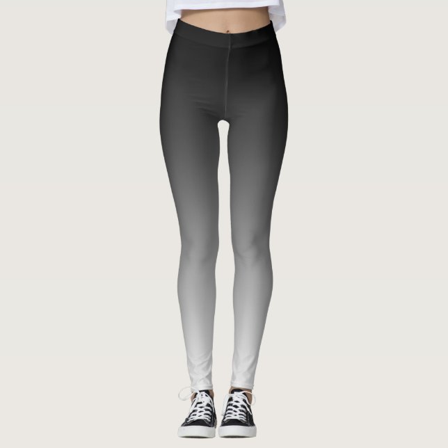 Schwarzes Ombre Gradient verblasst Leggings (Vorderseite)
