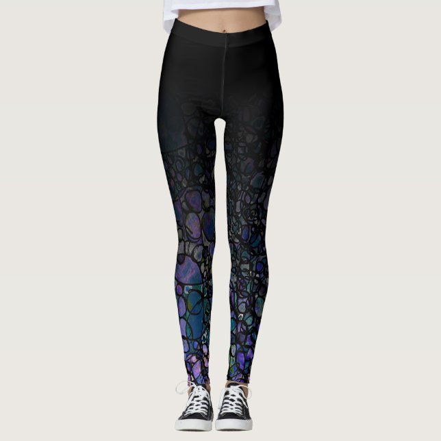Schwarzes Ombre mit blaues Schwarz-lila Leggings (Vorderseite)