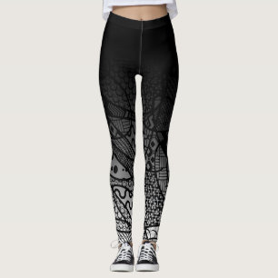 Schwarzes Ombre mit dem schwarzen u. weißen Muste Leggings