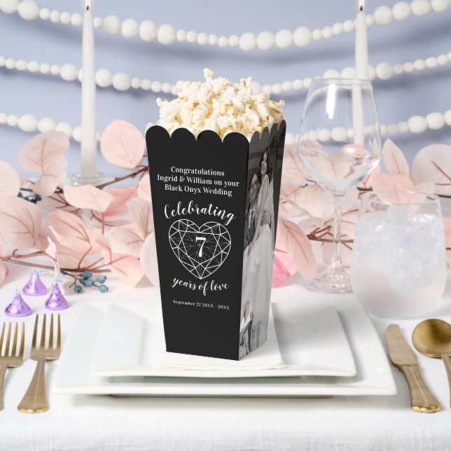 Schwarzes Onyx 7. Hochzeitstag zwei Fotos Geschenkschachtel (Hochzeit)