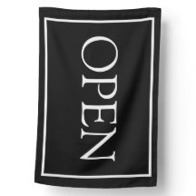 Schwarzes Open Sign Modernes Minimales Flag für kl