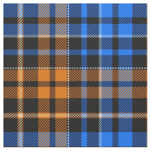 Schwarzes Orange Blau Kariertes Tartan Design Stoff