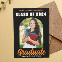 Schwarzes Orange Graduate Foto Modernes, feines Ab