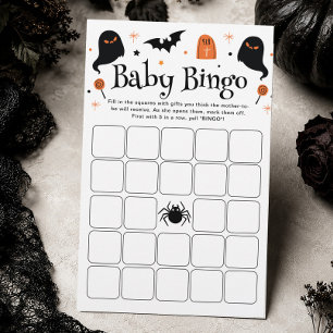Schwarzes Orange Halloween-Baby-Shower-Junge-Bingo