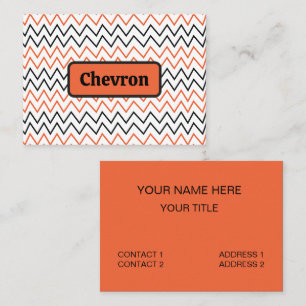 Schwarzes oranges Chevron-Zickzackmuster Visitenkarte