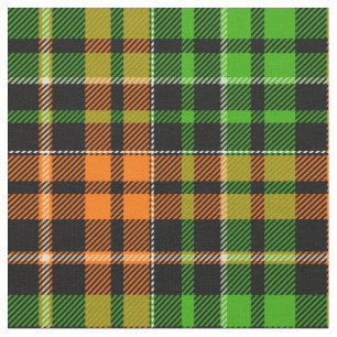 Schwarzes oranges grünes Karo-Tartan-Design  Stoff