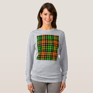 Schwarzes oranges grünes Karo-Tartan-Design  T-Shirt