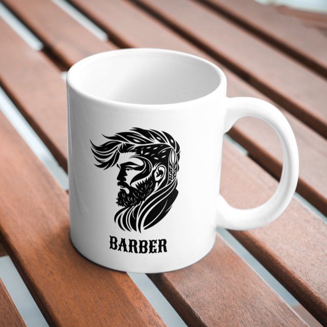 Schwarzes ornamentales Barbier-Logo Kaffeetasse (Von Creator hochgeladen)