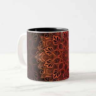 Schwarzes ornamentales Blumenmuster Zweifarbige Tasse