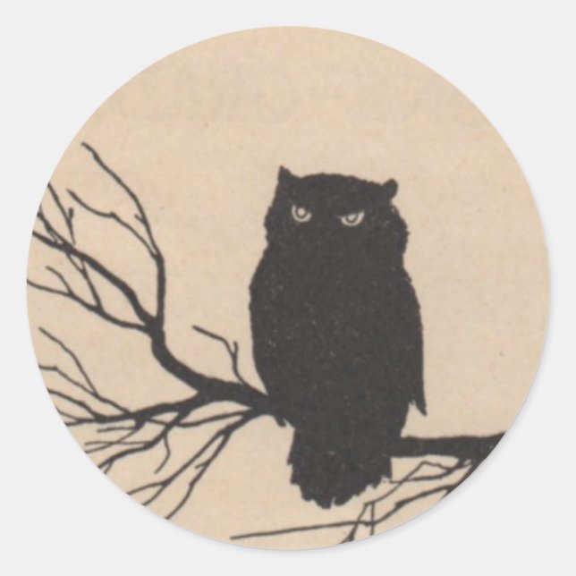 Schwarzes Owl - Halloween-Sticker Runder Aufkleber (Vorderseite)