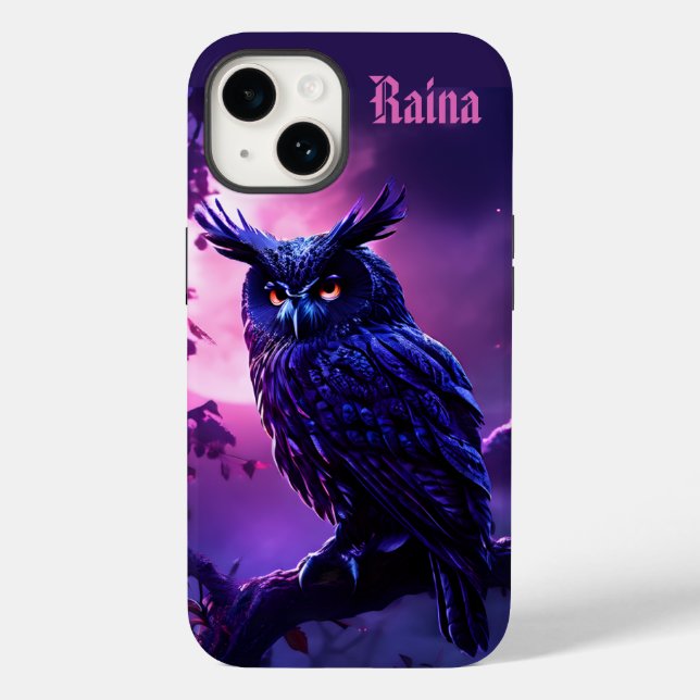 Schwarzes Owl um Mitternacht Case-Mate iPhone Hülle (Rückseite)