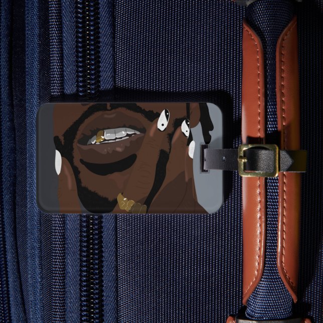 Schwarzes Paar Kunstwerk Kunst (Schwarze Liebe) Gepäckanhänger (Vorderseite Insitu 4)