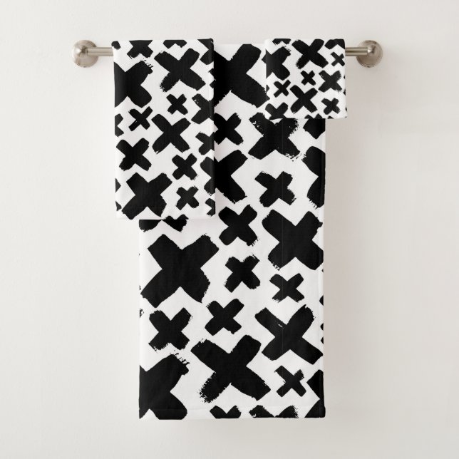 Schwarzes Paint Splash Muster Badhandtuch Set (Insitu)