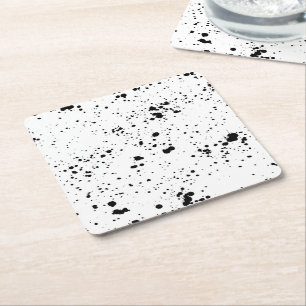 Schwarzes Paint-Spritzer-Muster Rechteckiger Pappuntersetzer