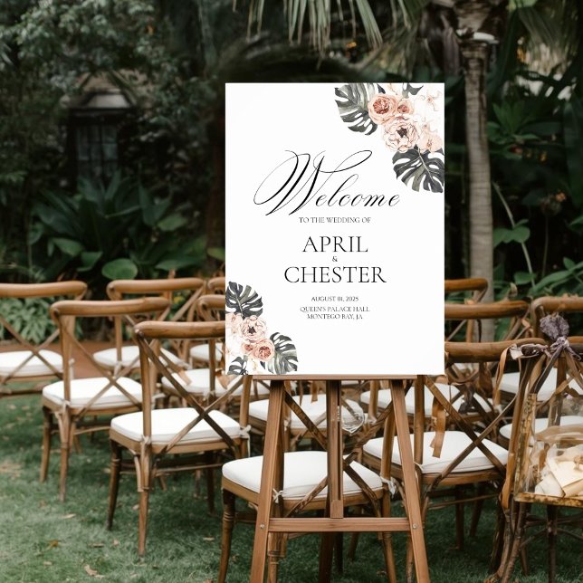Schwarzes Palmwedding-Willkommensschild Poster (Von Creator hochgeladen)