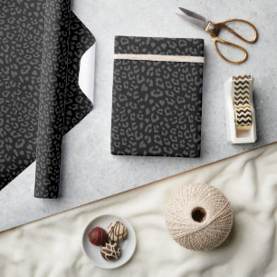 Schwarzes Panther Grau Leopard Druckmuster Geschenkpapier