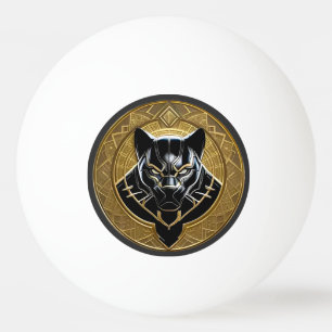 Schwarzes Panther-Symbol mit goldenem geometrische Tischtennisball