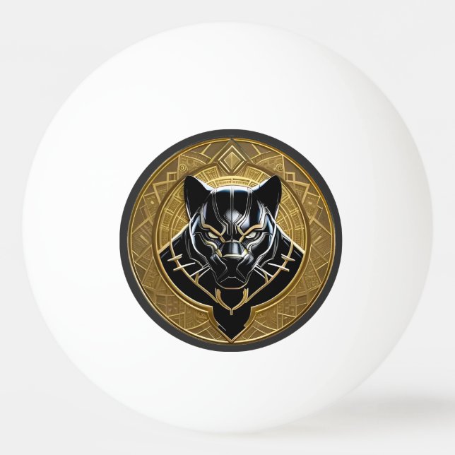 Schwarzes Panther-Symbol mit goldenem geometrische Tischtennisball (Vorderseite)