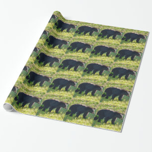 Schwarzes Papa-Bär-Wrap-Papier Geschenkpapier