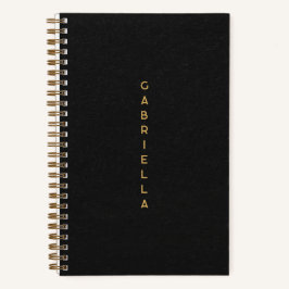 Schwarzes Papier Textur & Gold Minimaler Name Notizbuch