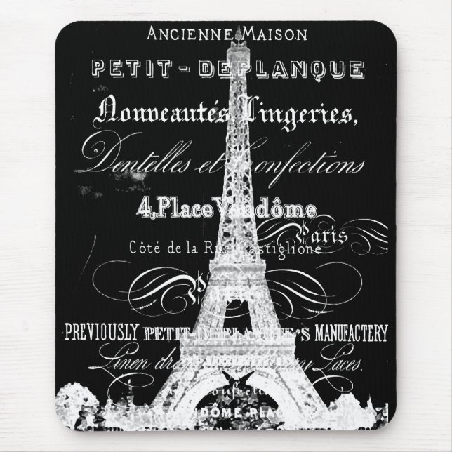 Schwarzes Paris Mousepad (Vorne)