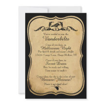 Schwarzes Pergament Raven Halloween-Party Einladun