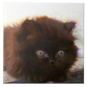 Schwarzes persisches Kätzchen Fliese