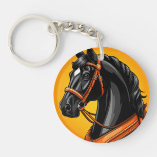 🐎 Schwarzes Pferd Design Geschenk für Tierliebhab Schlüsselanhänger