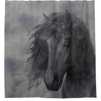 Schwarzes Pferd Duschvorhang